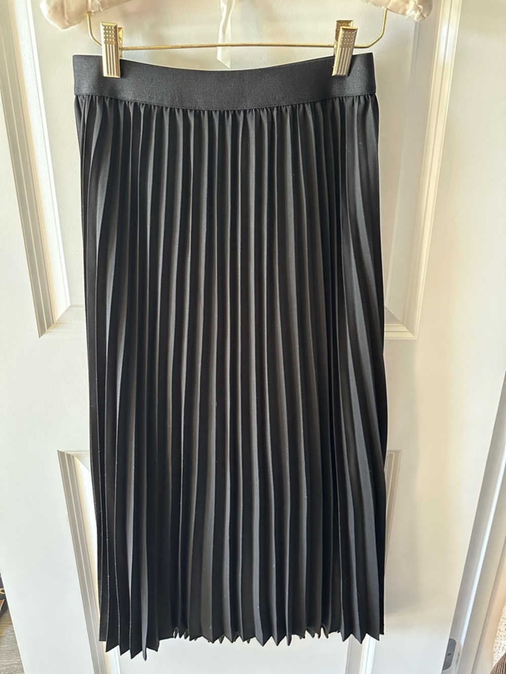 NWOT Black Pleated A-Line Midi Skirt